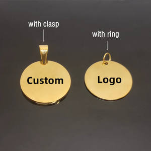 Olivia liontin tag kosong geometris kustom Logo terukir baja tahan karat DIY liontin cakram bulat personalisasi untuk Kalung - Product Image 5