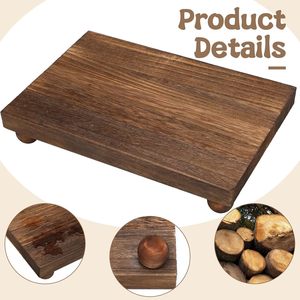 Wooden Soap <b>Dish</b> Rectangular Rustic Self Drain Home Desktop Organizer For Bathroom Living Room Storage <b>Rack</b> - Product Image 4