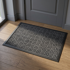 Made India <b>Rubber</b> <b>Backed</b> Recycled Polyester Loop Pile Washable Non Slip Door Mat Low Price Indoor Outdoor Entrance Rug 60x90cm - Product Image 2