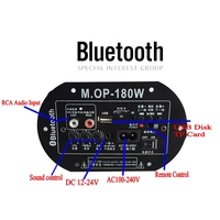Paspas-180 AC220V 12V 24V yüksek güç dijital amplifikatör kurulu mavi. Diş subwoofer Amp araba ev TF USB RCA ses Amplificador