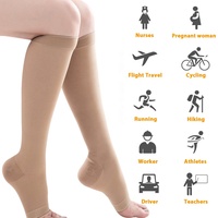 Chaussettes de compression à bout ouvert en nylon épais durables sous le genou de qualité médicale 34-46mmHg