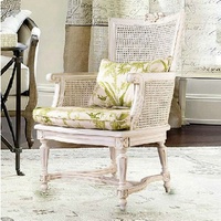 Hochwertige französische Holz Rattan Sessel Lounge Wohnzimmer Möbel Akzent Stuhl Stühle