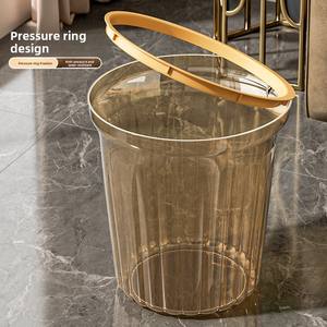 Transparent large trash can for homeliving roomaccessible luxurykitchentoiletbedroomofficewith pressure ring paper <b>basket</b> - Product Image 3