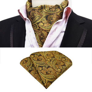 Cravate Lavallière Rétro <span class=keywords><strong>Homme</strong></span> à Motif Jacquard Cachemire et Pochette Assortie en Polyester - Product Image 4