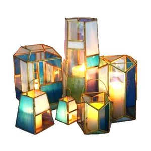 Portacandele in Vetro Colorato Saldato con Piccolo Angelo, Lampada in Vetro Colorato Stile Europeo con Motivo a Angelo, Portacandele Votivo - Product Image 2