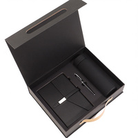Coffret Cadeau Luxe 3-en-1 : Carnet de Notes en Acier Inoxydable, Stylo Bille et Affichage LED Intelligent de la Température, Isolé