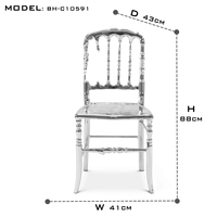 Chaise de luxe d'inspiration surréaliste avec un design métallique complexe et une élégance classique, prix abordable, chaise minimaliste argentée