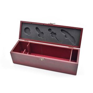 Boîte de rangement à vin en bois avec gravure laser personnalisée du logo, cadeau avec un ensemble de 4 accessoires pour le vin - Product Image 3