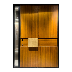 Porte d'entrée double en acier de luxe 2026 pour l'<span class=keywords><strong>extérieur</strong></span>, design moderne en bois pour maisons - Product Image 4