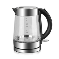 Bouilloire électrique en verre borosilicate haute résistance 1,7 litre sans fil avec lumière LED