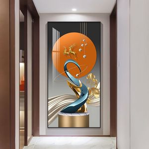 Kustom modern abstrak lukisan seni dinding kristal porselen bingkai karya seni untuk ruang tamu hotel kantor latar belakang dinding - Product Image 4