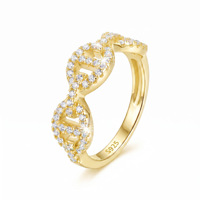 Bague en argent S925 avec maillon en forme de nez de cochon et moissanite, plaquée or 18 carats, taille brillant, micro-pavé, bijou de déclaration pour femme, pour le quotidien et les soirées