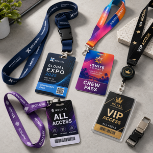 Custom Event Staff Lanyards With Plastic Clear Id Badge Holders Volunteer Vip Backstage Staff Pass Cards With Metal Swivel Hook - Product Image 1