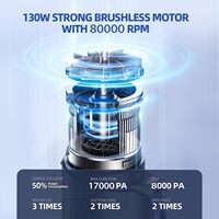 Aspirateur de voiture portable 17000Pa 2-en-1 mini 0,45L, souffleur d'air, batterie 6000mAh, lumière LED, buses multiples