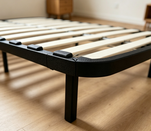 Base de Cama de Metal Negro Resistente con Listones Flexibles de Madera de Abedul Curvada, Soporte para Colchón, No Requiere Somier - Product Image 4