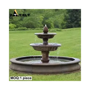 Outdoor Garden Decor Simple Design Custom Stone Fountain Features: Villa Black Marble Granite 3 Tires Water Fountain For Sale