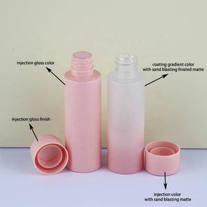 Gradiente rosa y transparente 50ml/60ml botella de tóner redonda de plástico para el cuidado de la piel tapón de rosca económico precio bajo embalaje de belleza para Loti - Product Image 4
