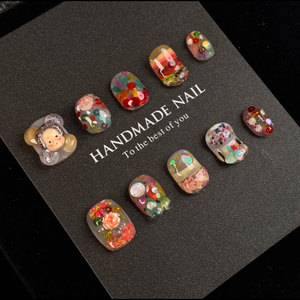 Venta al por mayor hecho a mano diseño personalizado prensa en las uñas 10 piezas 3D francés lujo uñas postizas <span class=keywords><strong>Gel</strong></span> suave reutilizable uñas artificiales - Product Image 6