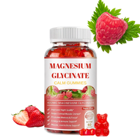 Gummies véganes sans sucre à absorption rapide, 60 saveurs framboise, 600 mg de glycinate de magnésium avec potassium et poivre noir pour la relaxation