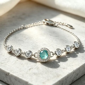 Luxury <strong>925</strong> Sterling Silver 18KGold Plated Colorful Gemstone December Birthstone Charm <strong>Braclet</strong> for Wedding - Product Image 5