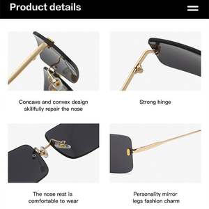 Gafas de Sol Personalizadas con Logotipo, Estilo Vintage, Lentes Transparentes Color Océano, Protección UV400, Patillas Metálicas, Montura Cuadrada sin Aro, para Hombre y Mujer - Product Image 6