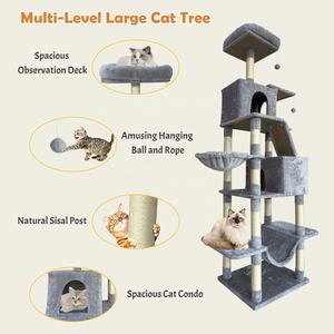 Lantai ke langit-langit Modern hewan peliharaan besar kucing Kondominium memanjat bingkai multi-tingkat kucing mewah pohon menara untuk kucing dalam ruangan - Product Image 2
