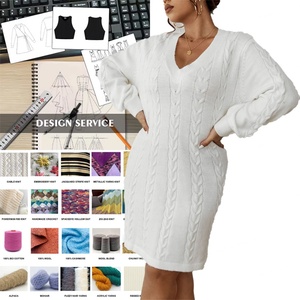 เดรสไหมพรมคอวีลำลองสำหรับผู้หญิง ใส่ได้ทั้งฤดูใบไม้ร่วงและฤดูหนาว ดีไซน์สวยมีสไตล์ พร้อมโครงสร้างที่ช่วยพยุงรูปร่าง - Product Image 2