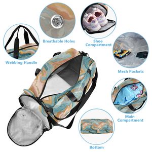 Sac de sport et de voyage unisexe en polyester à imprimé marbré avec logo personnalisé pour enfants, filles et garçons - Product Image 6