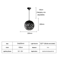 Lampu gantung minimalis Modern Amerika, lampu kap besi berongga bulat pencahayaan dekorasi kepala tunggal untuk lampu gantung rumah