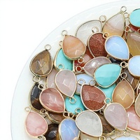 Pendentif Goutte d'Eau Sertie de Cristaux Naturels Doubles, Poli et Fini, pour Bijoux DIY (Bracelet, Collier)