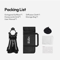 Ulanzi FOLD QS30 Boîte à lumière octogonale mini 30 cm avec monture Bowens et grille nid d'abeille à dégagement rapide pour éclairage de studio Ulanzi LT028 COB