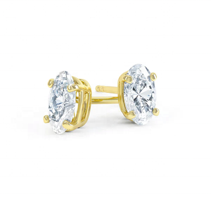 Custom Certified Minimalist Design Fine 925 Silver Oval Cut VVS Moissanite Claw Set <b>Gold</b> Plated <b>Stud</b> <b>Earrings</b> for Women & Men - Product Image 1