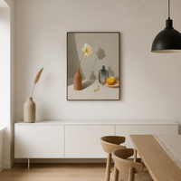 Seni Dinding Still Life Minimalis Vas Bunga Putih Lukisan Kanvas Cetakan Botani Modern untuk Kamar Tidur Ruang Tamu Dekorasi Rumah