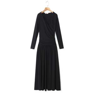 เดรสทรงวีคอจีบพลีทเข้ารูป ไซส์พลัส สีม่วงเปอร์เซีย แขนยาว สำหรับผู้หญิง - Product Image 3