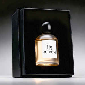 Flacon de parfum rond de luxe 50 ml en verre, pulvérisateur à pompe argenté brillant, finition givrée, couvercle en bois, impression sérigraphique, contenant cosmétique - Product Image 2