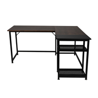 Bureau d'ordinateur de grande taille, de couleur marron et noir, bureau d'angle moderne, rustique, Gaming, en forme de L