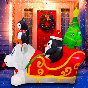 Décorations de Noël d'extérieur de 5 pieds, bonhomme de neige <span class=keywords><strong>gonflable</strong></span>, ours polaire <span class=keywords><strong>gonflable</strong></span>, <span class=keywords><strong>pingouin</strong></span> <span class=keywords><strong>gonflable</strong></span> sur traîneau, décorations d'intérieur - Product Image 2