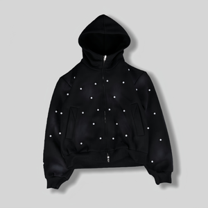 Sweat-shirts à capuche et pantalons de survêtement vintage délavés au soleil avec logo perlé personnalisé OEM pour hommes - Product Image 2