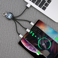 Kostenlose benutzer definierte Logo promotional Geschenk Runde 3-in-1 USB-Verlängerung kabel LED-Logo Schlüssel ring Schlüssel bund leuchten Ladekabel mit Haken