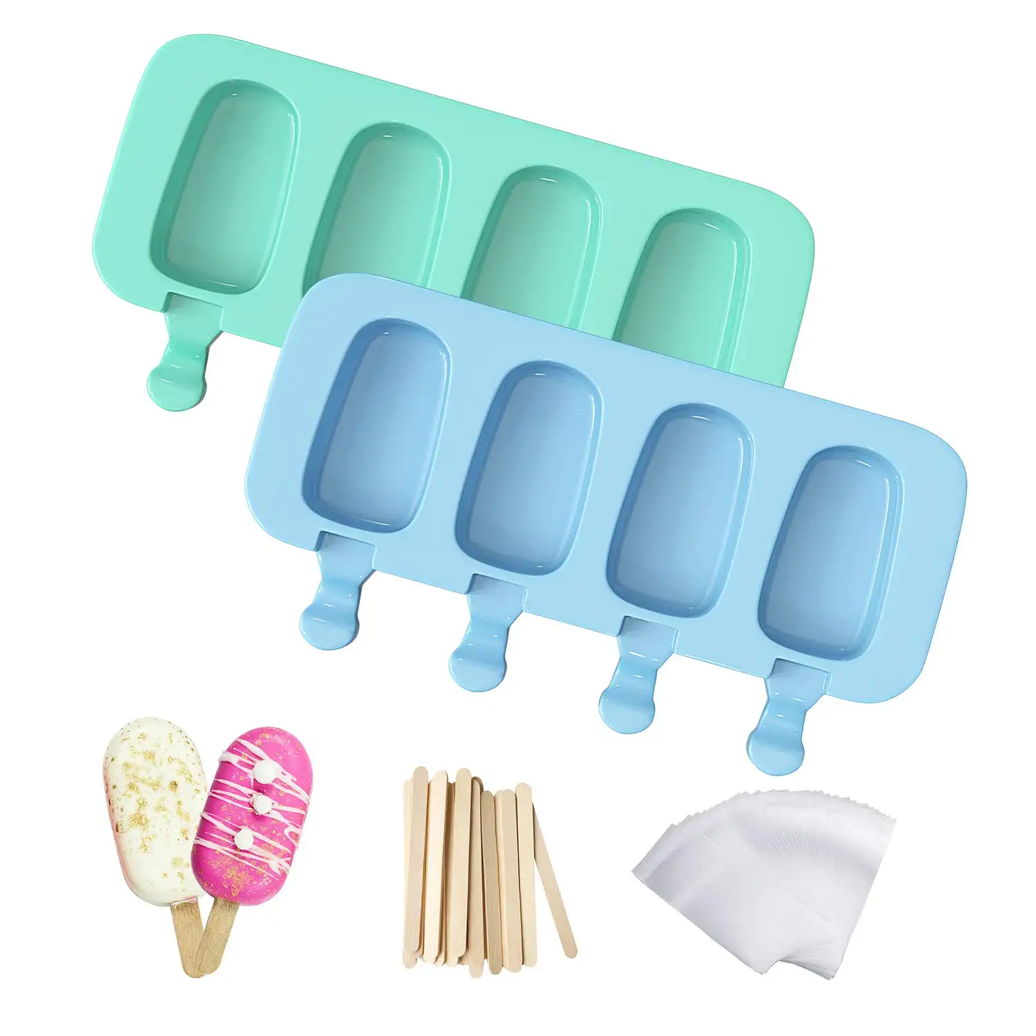 Bpa-freie wiederverwendbare Lebensmittelqualität Silikon-Popsical-Popsicle-Gewellchorten Kuchen Pop-Eis-Pop-Schale