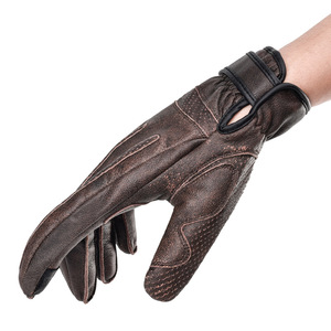 Gants de moto en cuir de vache marron, à doigts entiers, anti-choc, antidérapants, pour la conduite en plein air, pour hommes, gants de vélo pour adultes - Product Image 1