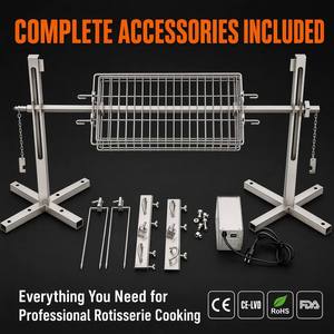 Support <span class=keywords><strong>de</strong></span> rôtissoire en acier inoxydable 304, 129x75cm, panier amovible en option, moteur 15W 30W 45W, pour agneau et cochon entiers, CE-EMC CE-LVD - Product Image 3