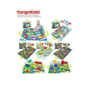 Bán buôn trẻ em 2-in-1 phim hoạt hình nhựa xe ô tô động vật Giao thông vận tải mini xe ô tô trò chơi thảm Túi bản đồ câu đố đồ chơi - Product Image 1