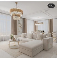 Luxuriöse Wohnzimmermöbel Gold-Weiß Stoff Wohnzimmer Villa Farbenfrohe Sitzgruppe Dubai Luxus-Sofa-Set Modulares Sektionalsofa