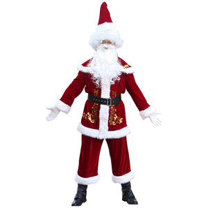 Costume de Père Noël pour homme adulte avec barbe et chapeau pour les fêtes de Noël - Product Image 3