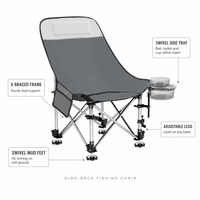 Chaise de pêche pliante en aluminium avec pieds réglables, porte-gobelet, sac latéral, siège portable d'extérieur, support de lampe OEM ODM – Vente en gros