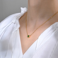 Collier à breloque en forme de cœur en zircon plaqué or, chaîne maille forçat en acier inoxydable, pour couple, style mode féminin