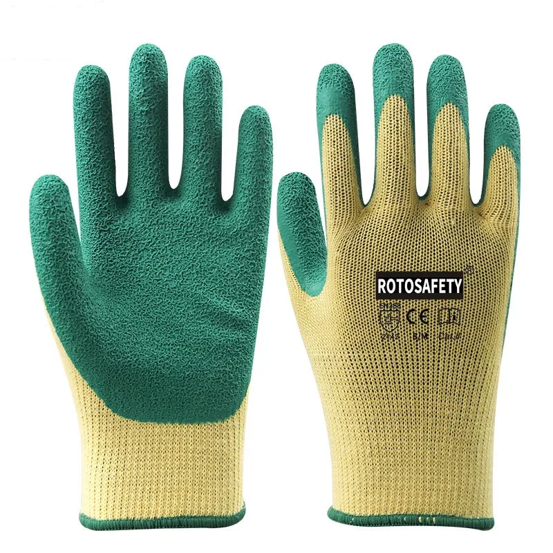 10 aiguilles Latex rides Protection du travail gants en coton antidérapant respirant trempé en plastique et collé gants de travail