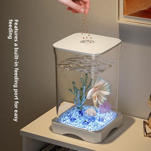 <span class=keywords><strong>Acuario</strong></span> Rectangular Pequeño de Plástico para Carpas y Peces Dorados - Pecera Ornamental Ecológica para Hogar, Sala de Estar, Oficina, Escritorio, Estudio DEM/DOM - Product Image 4