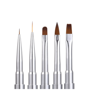 Lot de 5 pinceaux à ongles en nylon avec manche en acrylique transparent et strass pour le dessin, le traçage et la peinture – Idéal pour la manucure et le nail art en salon - Product Image 4
